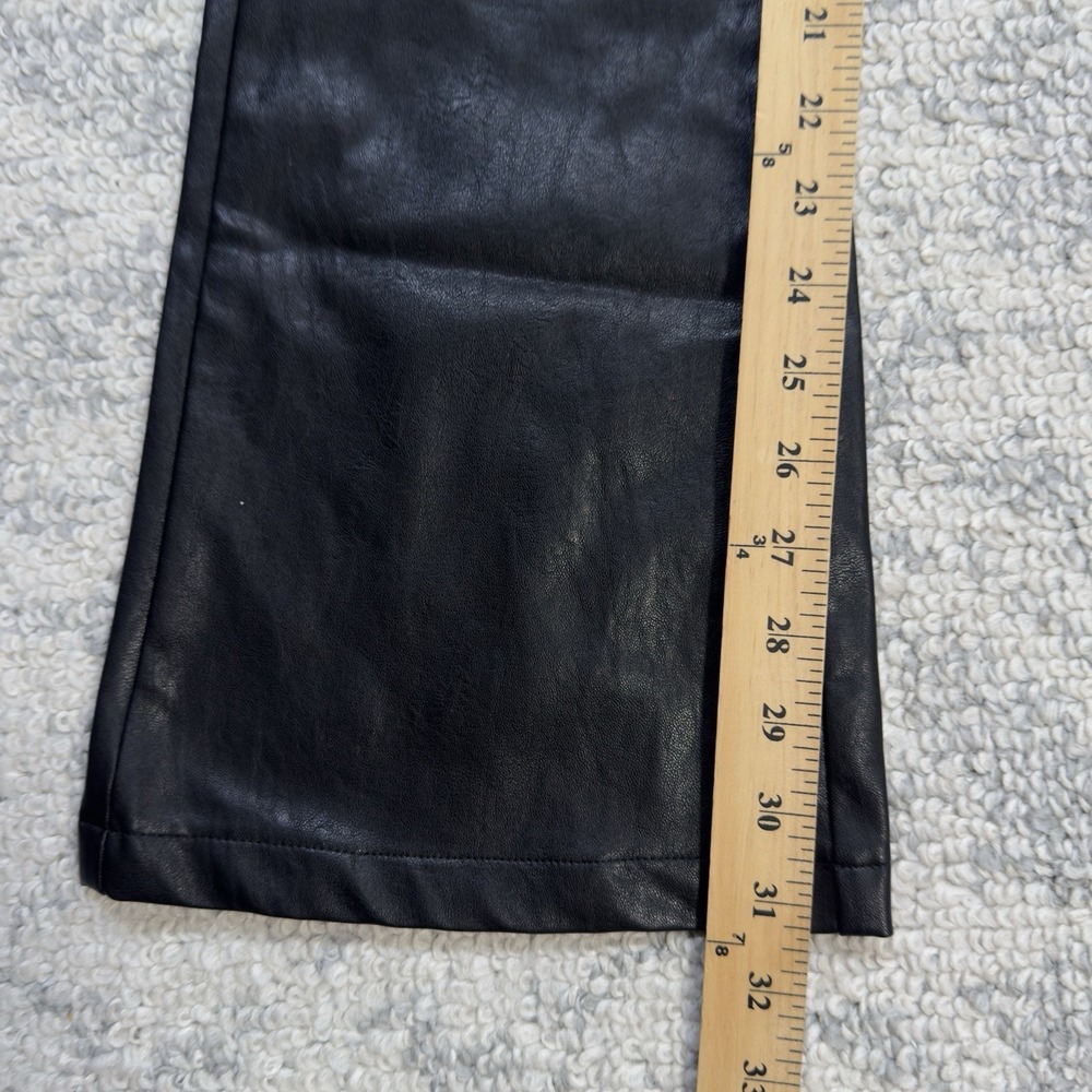 Nasty Gal Faux Leather Star Bum Flared Pants Size 0 Black Bellbottoms Rock New - Picture 6 of 11